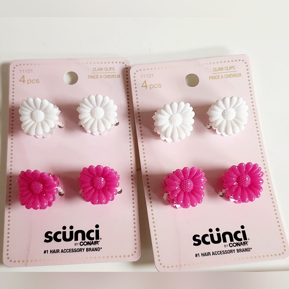 NWT 》2×《 SCÜNCI PLASTIC CLAW SUNFLOWER HAIR CLIPS 4-pk!